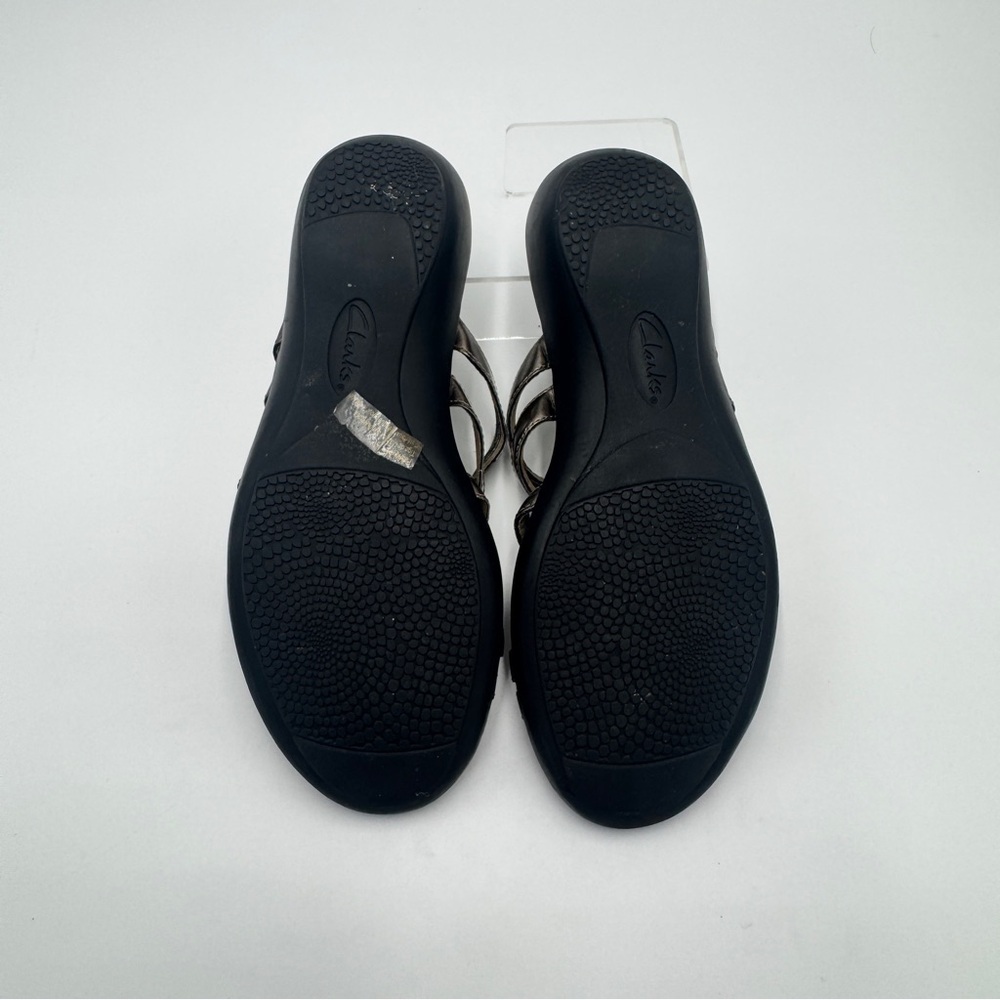 Clarks Bronze Strappy Slide Sandals - Picture 12 of 14